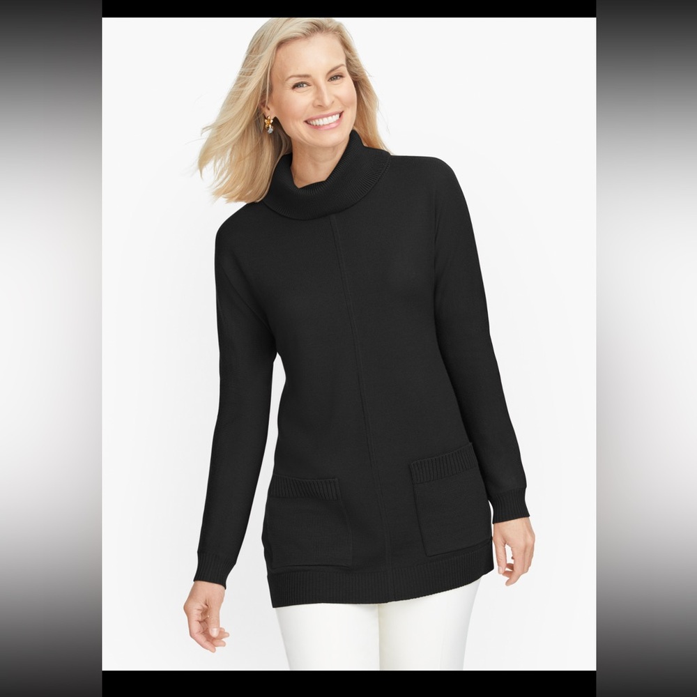 Talbot Black Pure Merino Wool Tunic Sweater